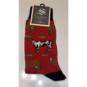 Socksmith Men’s Shoe Size 7-12.5 Crew Socks Wow Cow Farm Animal Novelty Footwear